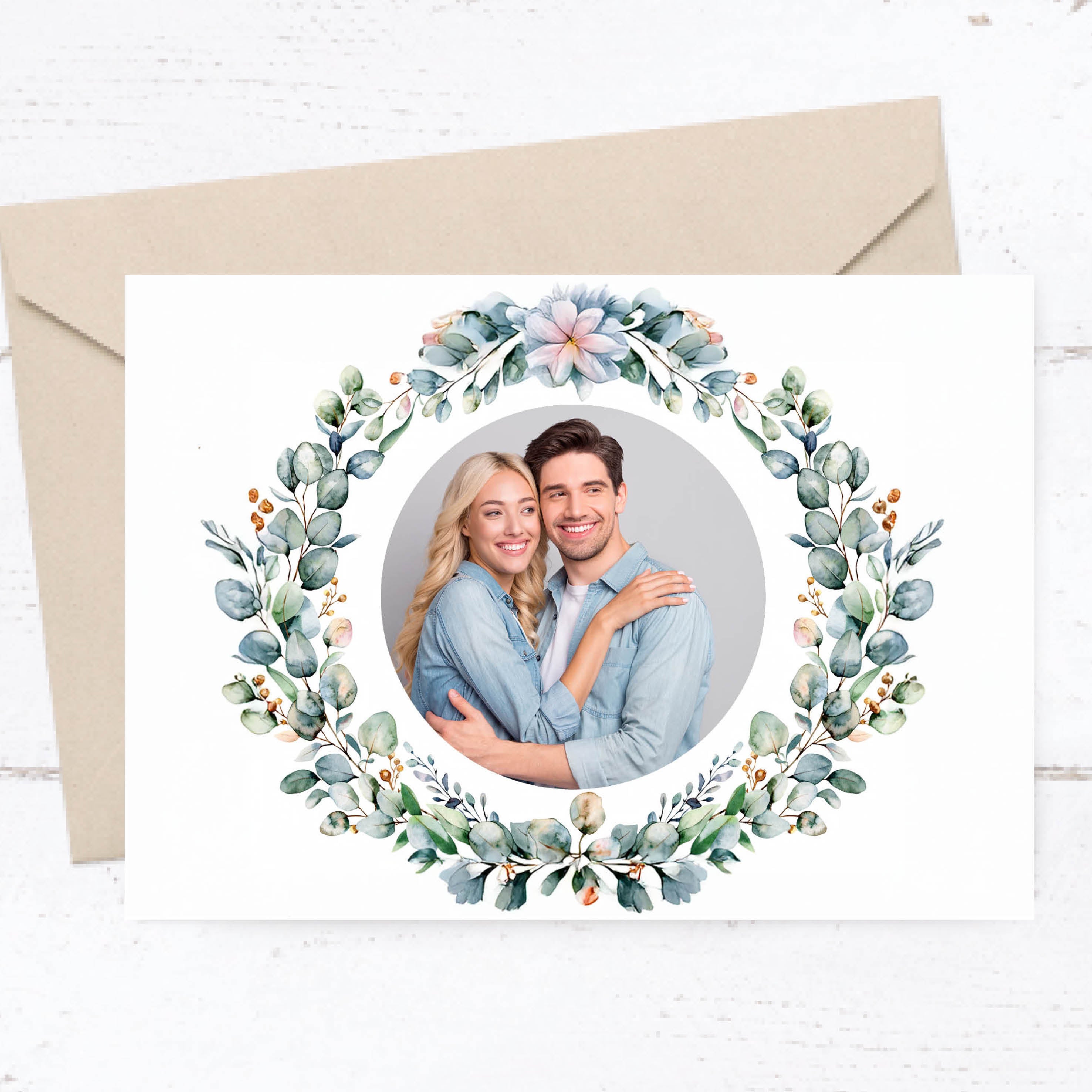 Einladung zur Hochzeit: Eukalyptus mit Foto - Individuelle Einladung